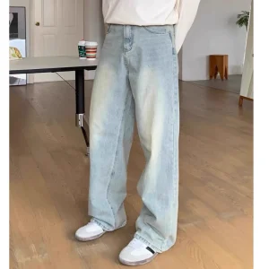 Celana Gombrong Jeans Pria Panjang Korean Style Baggy Pants Jens Kulot Jumbo