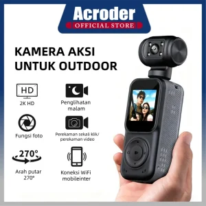 Acroder Pocket Mini Camera Q3/Q5 HD 4K WiFi Putar 270°1,54 Inch IPS